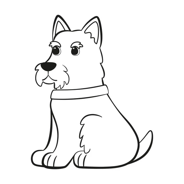 Aislado lindo West Highland Negro Terrier perro raza dibujos animados Vector — Archivo Imágenes Vectoriales