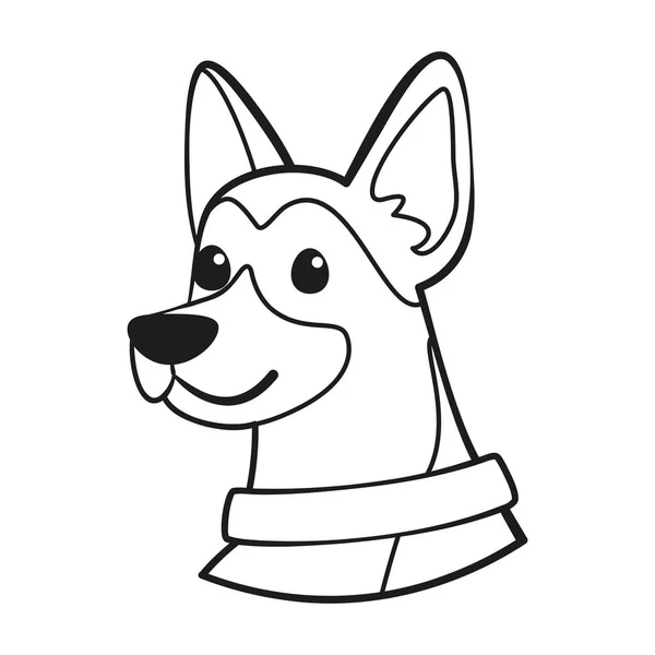 隔離されたかわいいドイツの羊飼いの犬の品種漫画ベクトル — ストックベクタ