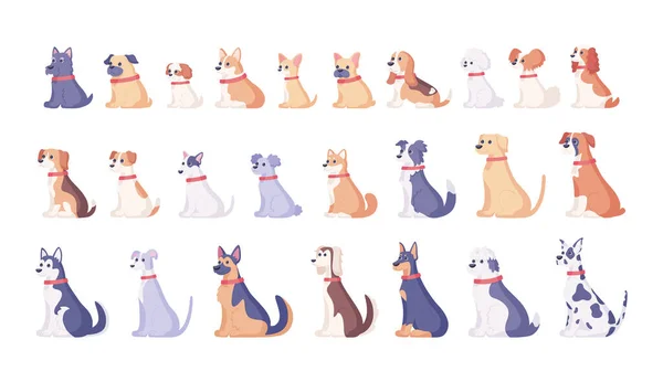 Conjunto de personagens de desenhos animados do cão raça cão Vector —  Vetores de Stock