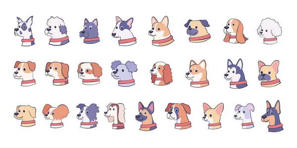 Set di personaggi dei cartoni animati cane cane razza vettore — Vettoriale Stock