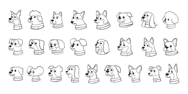 Ensemble de personnages de dessins animés chien chien race vectorielle — Image vectorielle