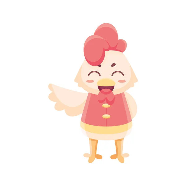 Isolated cute rooster with traditional chinese clothes Zodiac sign Vector — Stock Vector