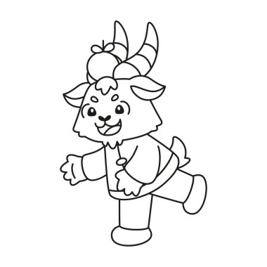 Geleneksel Çin kıyafetleriyle izole edilmiş sevimli keçi Zodiac işareti Vektör