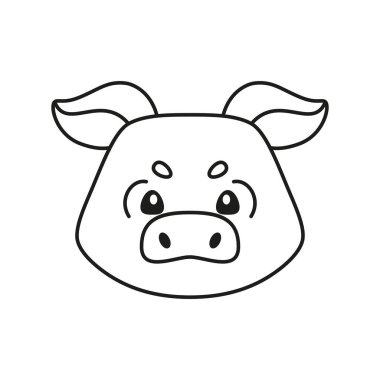 İzole edilmiş şirin domuz avatarı Zodiac İşaret Vektörü