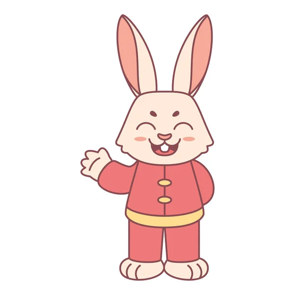 Изолированный милый кролик с традиционной китайской одеждой Zodiac знак вектор — стоковый вектор
