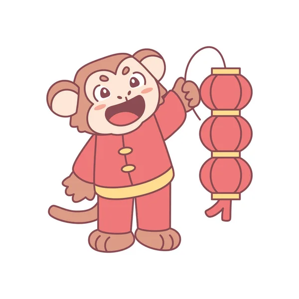 Ізольована мила мавпа з традиційним китайським одягом Зодіак — стоковий вектор
