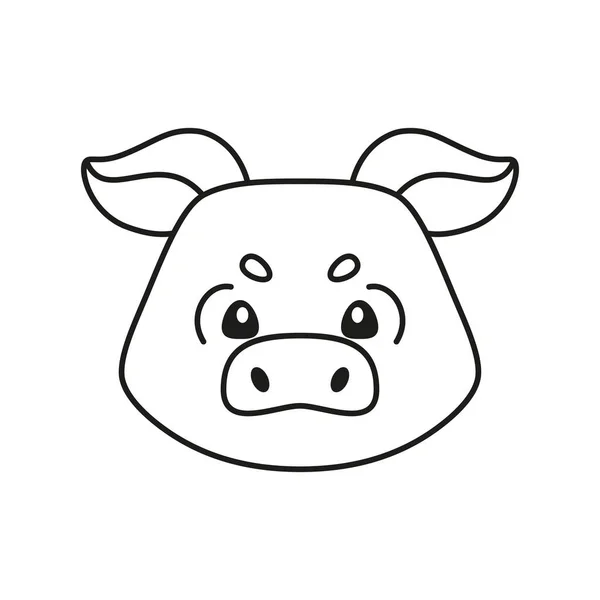 Изолированная милая свинья аватар Зодиак знак вектор — стоковый вектор