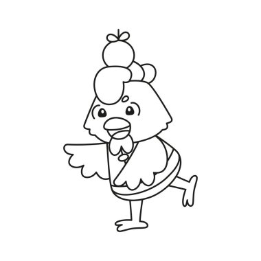 Geleneksel Çin kıyafetleriyle izole edilmiş sevimli horoz Zodiac işareti Vektör