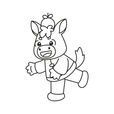 Geleneksel Çin kıyafetleriyle izole edilmiş şirin at Zodyak işareti Vektör