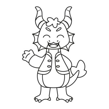 Geleneksel Çin kıyafetleriyle izole edilmiş sevimli ejderha Zodyak işareti Vektör