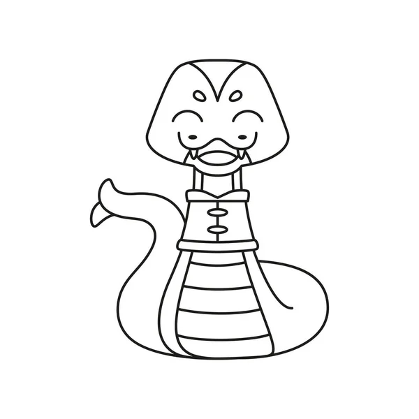 Serpiente linda aislada con ropa tradicional china Signo del zodíaco Vector — Archivo Imágenes Vectoriales