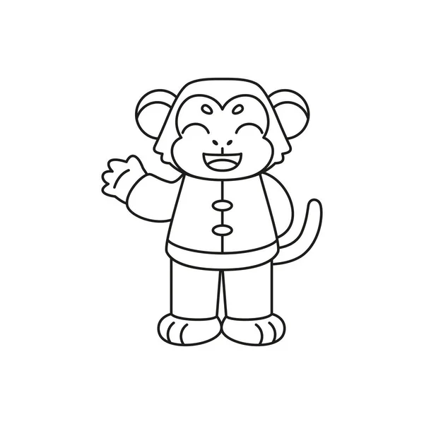 Izolacja cute małpa z tradycyjnymi chińskimi ubraniami Zodiak znak wektor — Wektor stockowy