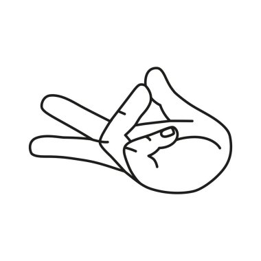 İzole edilmiş el karikatürü ana hatları simgesi bir jest vektörü yapıyor