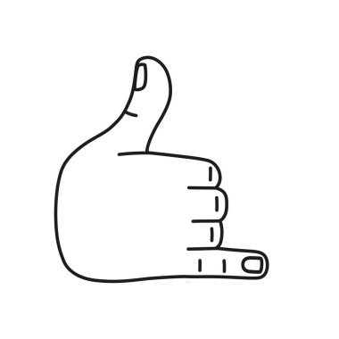 İzole edilmiş el karikatürü ana hatları simgesi bir jest vektörü yapıyor