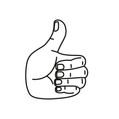 İzole edilmiş el karikatürü ana hatları simgesi bir jest vektörü yapıyor