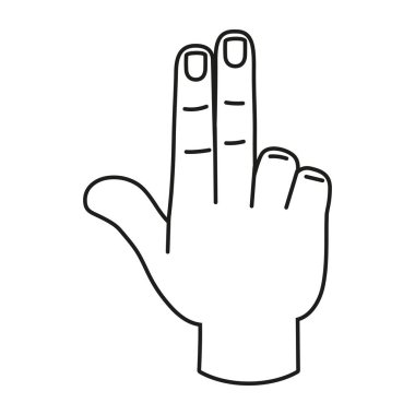 İzole edilmiş el karikatürü ana hatları simgesi bir jest vektörü yapıyor