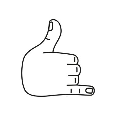 İzole edilmiş el karikatürü ana hatları simgesi bir jest vektörü yapıyor