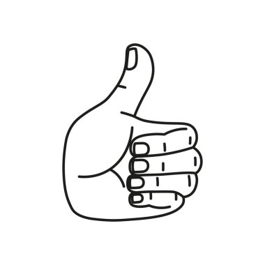 İzole edilmiş el karikatürü ana hatları simgesi bir jest vektörü yapıyor