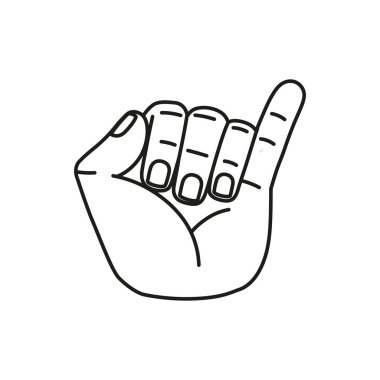 İzole edilmiş el karikatürü ana hatları simgesi bir jest vektörü yapıyor