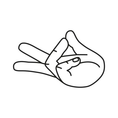 İzole edilmiş el karikatürü ana hatları simgesi bir jest vektörü yapıyor