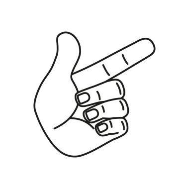 İzole edilmiş el karikatürü ana hatları simgesi bir jest vektörü yapıyor