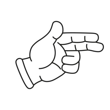 İzole edilmiş el karikatürü ana hatları simgesi bir jest vektörü yapıyor