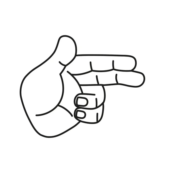 Isolato mano cartone animato icona contorno facendo un gesto vettoriale — Vettoriale Stock