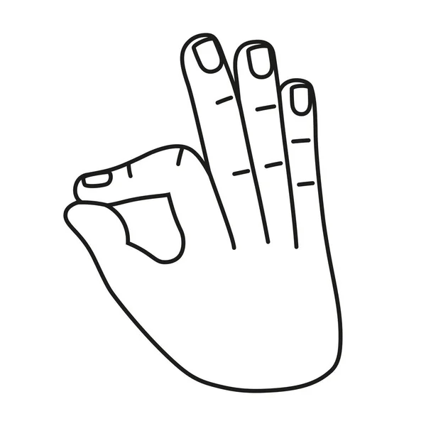 Isolated hand cartoon outline icon doing a gesture Vector — Stock Vector