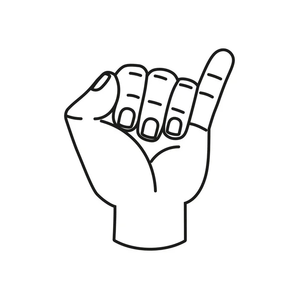 Isolato mano cartone animato icona contorno facendo un gesto vettoriale — Vettoriale Stock
