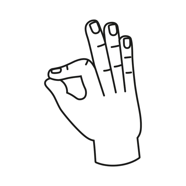 Geïsoleerde hand cartoon schets icoon doen een gebaar Vector — Stockvector