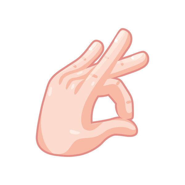 Изолированная икона ручной карикатуры делает жест вектор