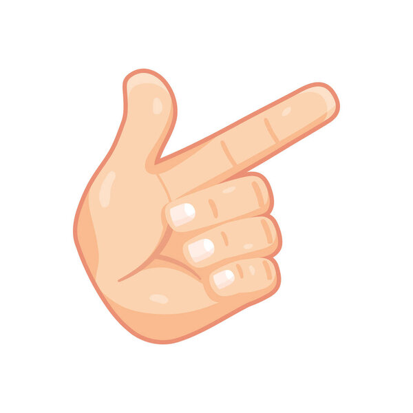 Изолированная икона ручной карикатуры делает жест вектор