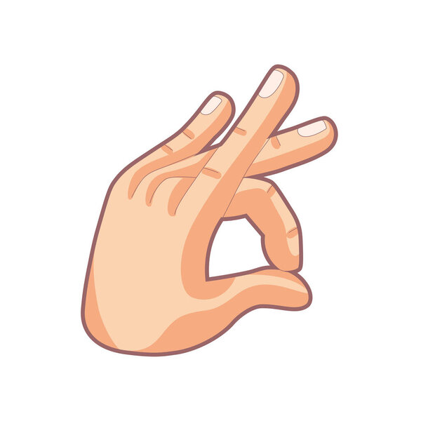 Изолированная икона ручной карикатуры делает жест вектор