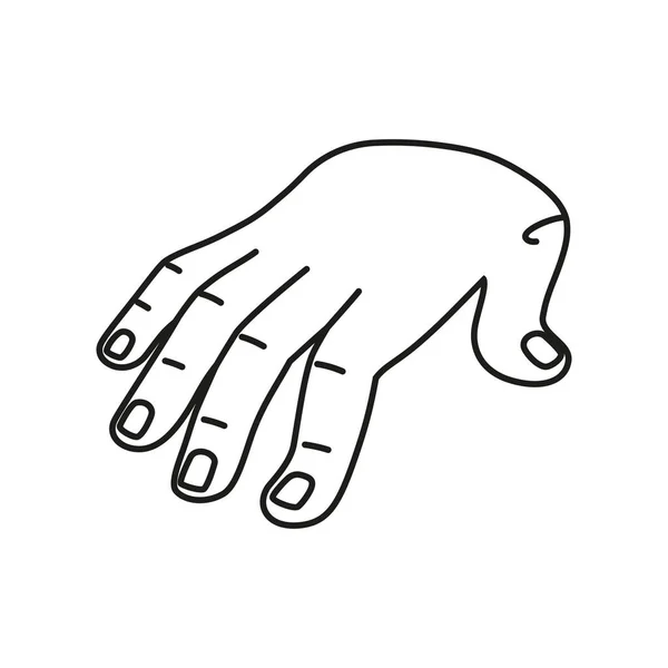 Ícone de esboço de desenhos animados mão isolado fazendo um gesto Vector — Vetor de Stock