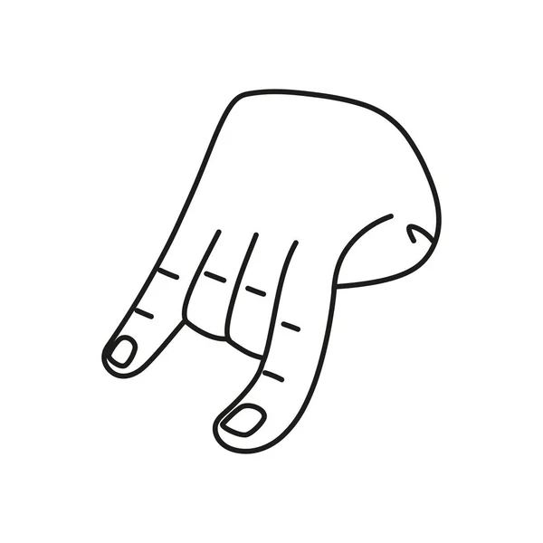 제스처 벡터 작업을 하는 고립된 손 만화 윤곽 — 스톡 벡터
