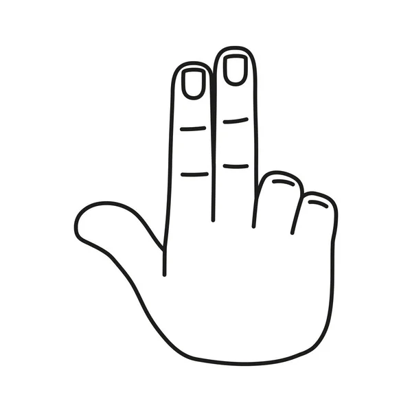 Ізольована піктограма контуру ручного мультфільму робить жест Вектор — стоковий вектор