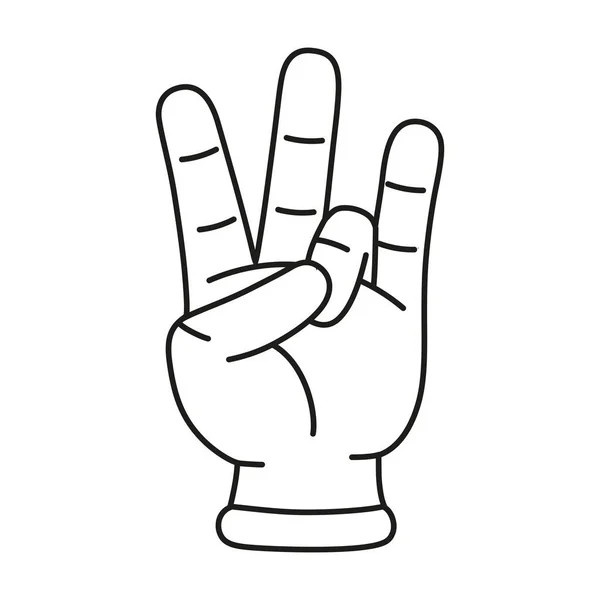 Isolated hand cartoon outline icon doing a gesture Vector — Stock Vector