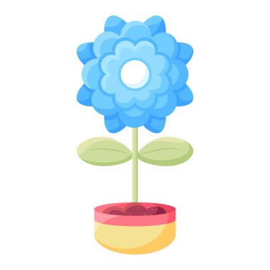 Çiçek saksısında izole edilmiş bir çiçek Düz ikon Vektörü