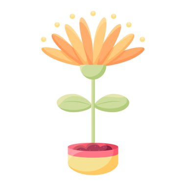Çiçek saksısında izole edilmiş bir çiçek Düz ikon Vektörü