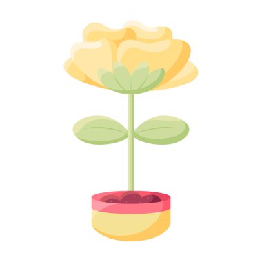 Çiçek saksısında izole edilmiş bir çiçek Düz ikon Vektörü