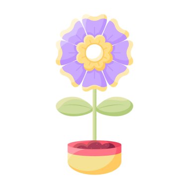 Çiçek saksısında izole edilmiş bir çiçek Düz ikon Vektörü
