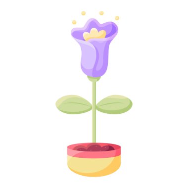 Çiçek saksısında izole edilmiş bir çiçek Düz ikon Vektörü