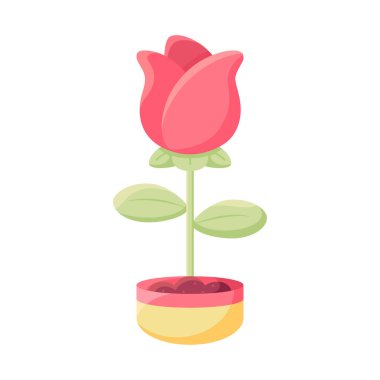 Çiçek saksısında izole edilmiş bir çiçek Düz ikon Vektörü