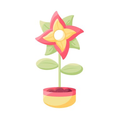 Çiçek saksısında izole edilmiş bir çiçek Düz ikon Vektörü