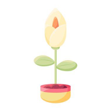 Çiçek saksısında izole edilmiş bir çiçek Düz ikon Vektörü