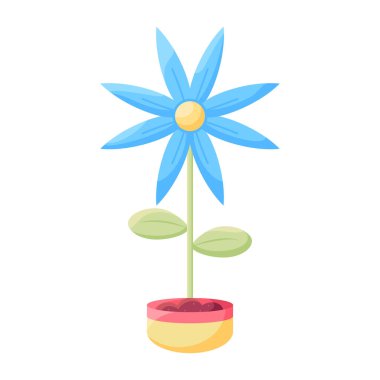 Çiçek saksısında izole edilmiş bir çiçek Düz ikon Vektörü