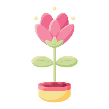 Çiçek saksısında izole edilmiş bir çiçek Düz ikon Vektörü