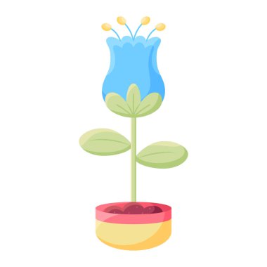 Isolated flower in a flowerpot Flat icon Vector