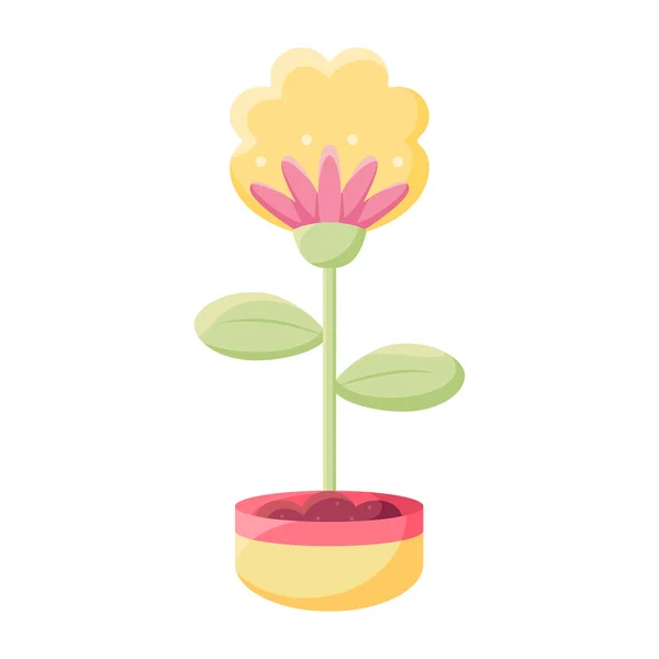 Isolated flower in a flowerpot Flat icon Vector — ストックベクタ