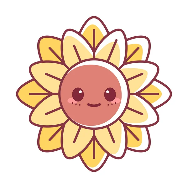 Isolated happy flower cartoon kawaii Vector — Stok Vektör